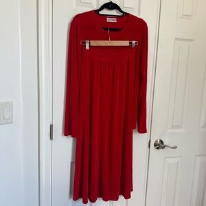 Vintage Saint Germain Scarlet Red Long Sleeve & Maxi Skirt Set Womens Medium EUC